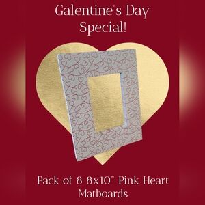 CLEARANCE Pack Of Eight 8x10" Pink Heart Picture Frame Matboards